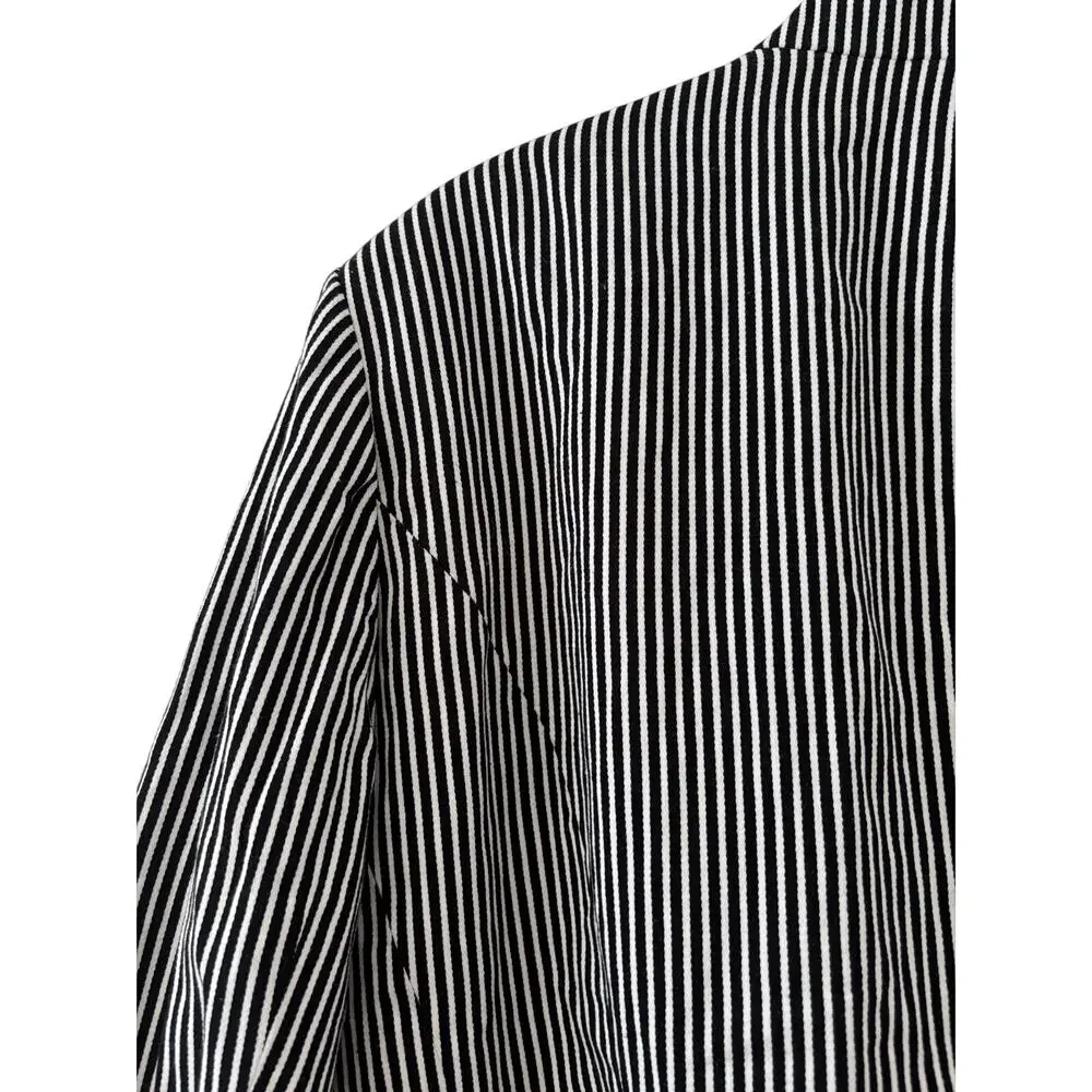 Chaps Womens 18W Black White Striped Cotton Blazer Jacket Plus Size Button - Picture 12 of 13
